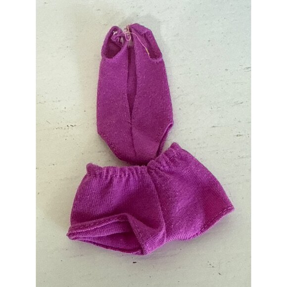Vintage Barbie Doll Skipper Purple Two Piece Bathing Suit and Shorts Beach Wear - Picture 2 of 2